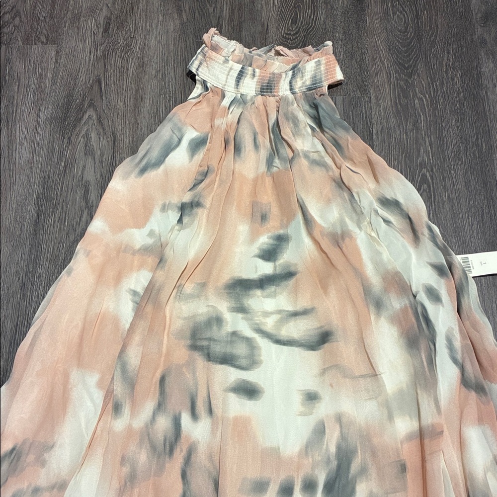 Anthropologie Blush and Gray Watercolor Halter Maxi Dress - Picture 11 of 16